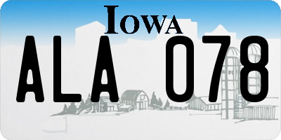 IA license plate ALA078