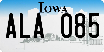 IA license plate ALA085