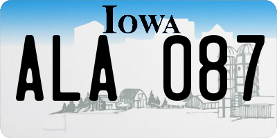 IA license plate ALA087
