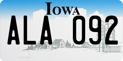 IA license plate ALA092