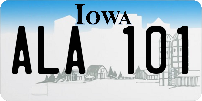 IA license plate ALA101