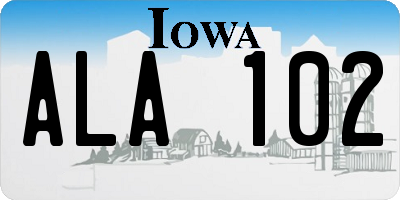 IA license plate ALA102