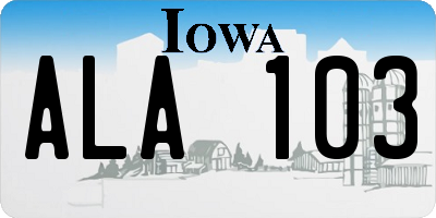 IA license plate ALA103
