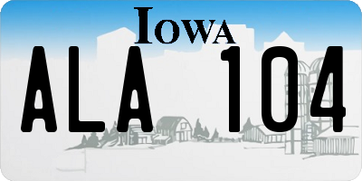 IA license plate ALA104