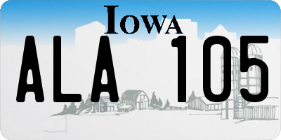 IA license plate ALA105