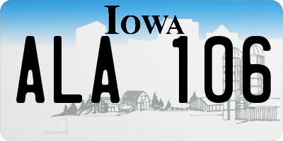 IA license plate ALA106