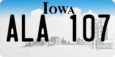 IA license plate ALA107