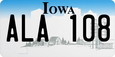 IA license plate ALA108