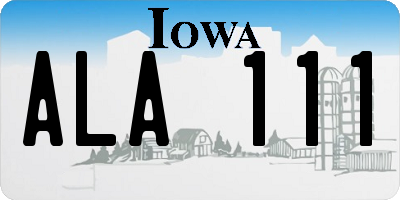 IA license plate ALA111