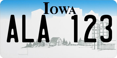 IA license plate ALA123