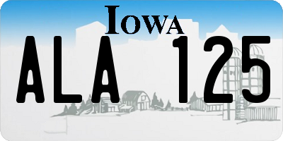 IA license plate ALA125