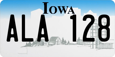 IA license plate ALA128