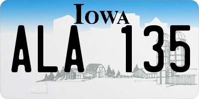 IA license plate ALA135