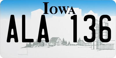 IA license plate ALA136