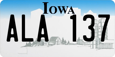 IA license plate ALA137