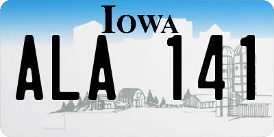IA license plate ALA141