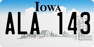 IA license plate ALA143