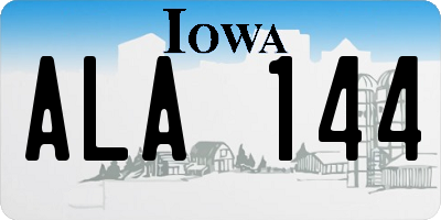 IA license plate ALA144