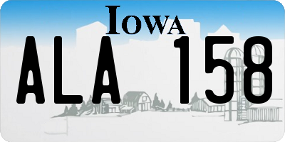 IA license plate ALA158