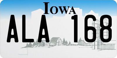 IA license plate ALA168
