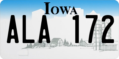 IA license plate ALA172