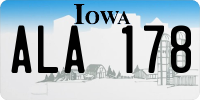 IA license plate ALA178