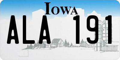 IA license plate ALA191
