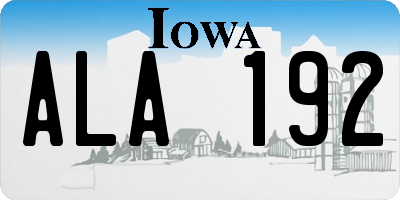 IA license plate ALA192