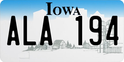IA license plate ALA194