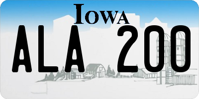 IA license plate ALA200