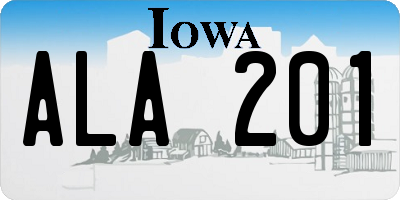 IA license plate ALA201