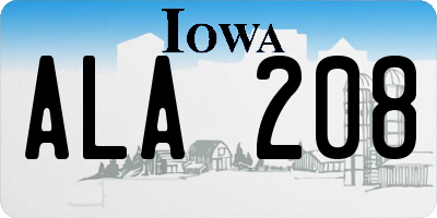 IA license plate ALA208