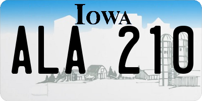 IA license plate ALA210