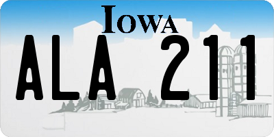 IA license plate ALA211