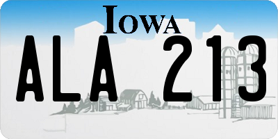 IA license plate ALA213