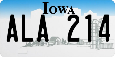 IA license plate ALA214