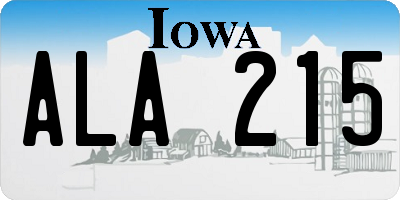 IA license plate ALA215