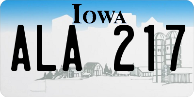 IA license plate ALA217