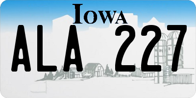 IA license plate ALA227