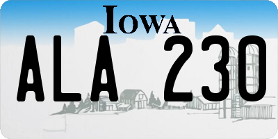 IA license plate ALA230