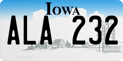IA license plate ALA232