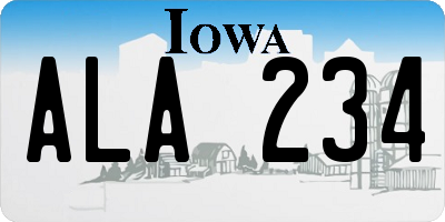 IA license plate ALA234