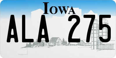 IA license plate ALA275