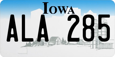 IA license plate ALA285