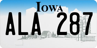 IA license plate ALA287