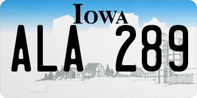 IA license plate ALA289