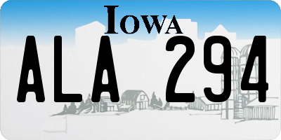 IA license plate ALA294