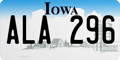 IA license plate ALA296