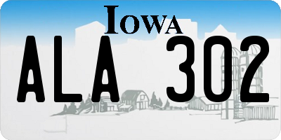 IA license plate ALA302