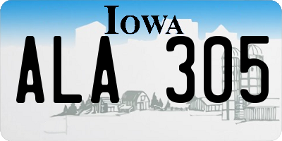 IA license plate ALA305